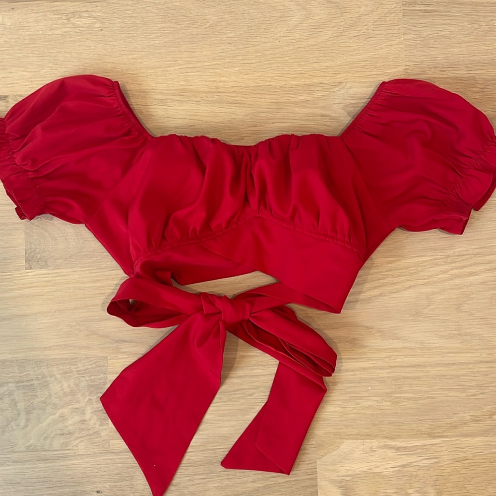 Red ruffle top!